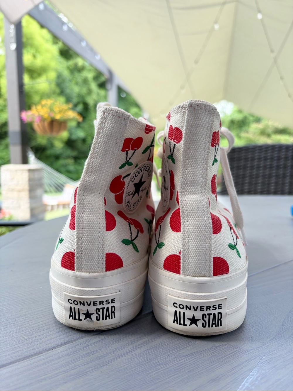 Converse Chuck Taylor Lift Cherry Print EmbroideredHigh Top Sneakers Size 9 🍒 - Picture 7 of 10
